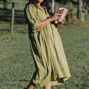 Daughters of India Kyra Midi Dress ~ Fern Gauze, Size M